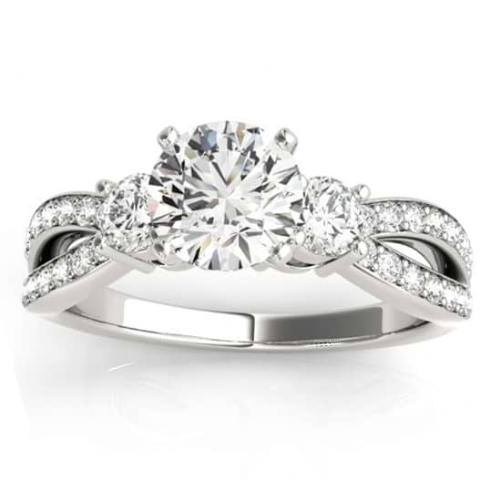 Diamond Three Stone Split Shank Bridal Set Palladium (0.89ct)
