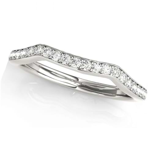 Diamond Curved Wedding Band Ring 14k White Gold (0.21ct)
