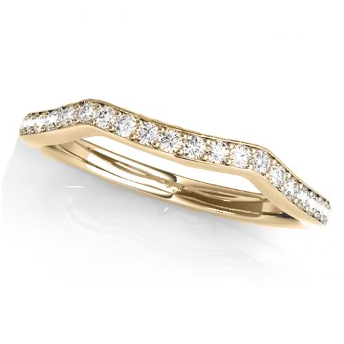 Diamond Curved Wedding Band Ring 14k Yellow Gold (0.21ct)