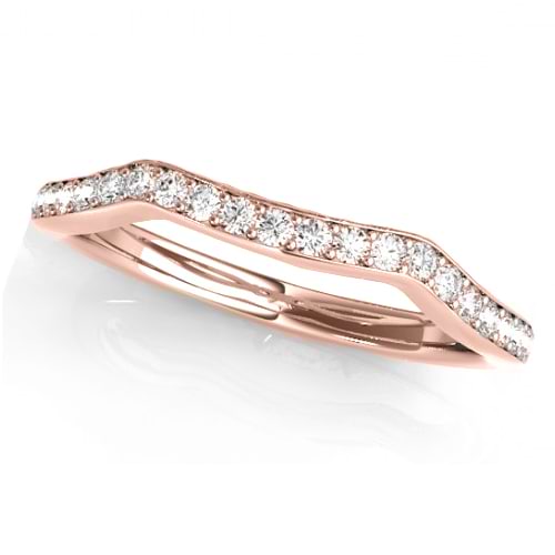 Diamond Curved Wedding Band Ring 18k Rose Gold (0.21ct)