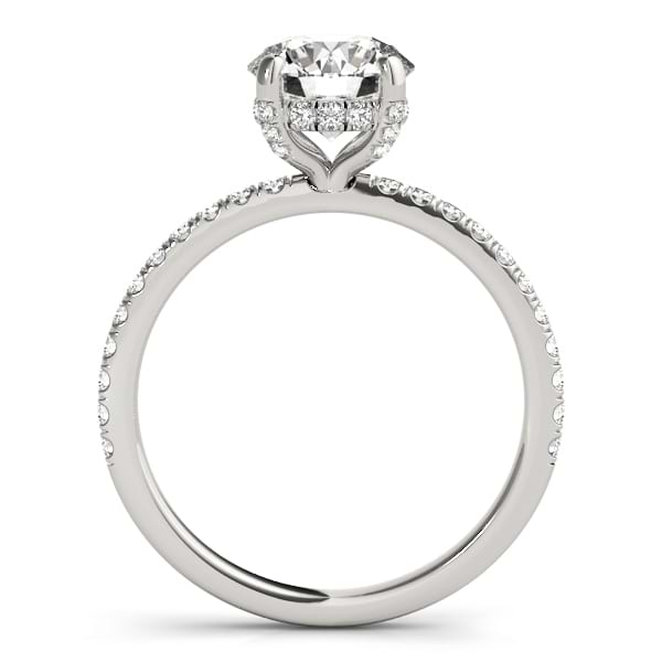 Diamond Accented Solitaire Hidden Halo Bridal Set 14k White Gold (1.45ct)