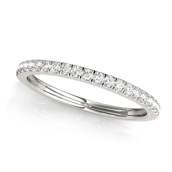 Diamond Accented Semi Eternity Wedding Band 14k White Gold (0.19ct)