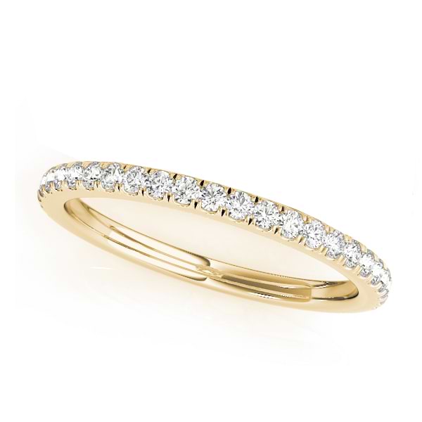 Diamond Accented Semi Eternity Wedding Band 14k Yellow Gold (0.19ct)