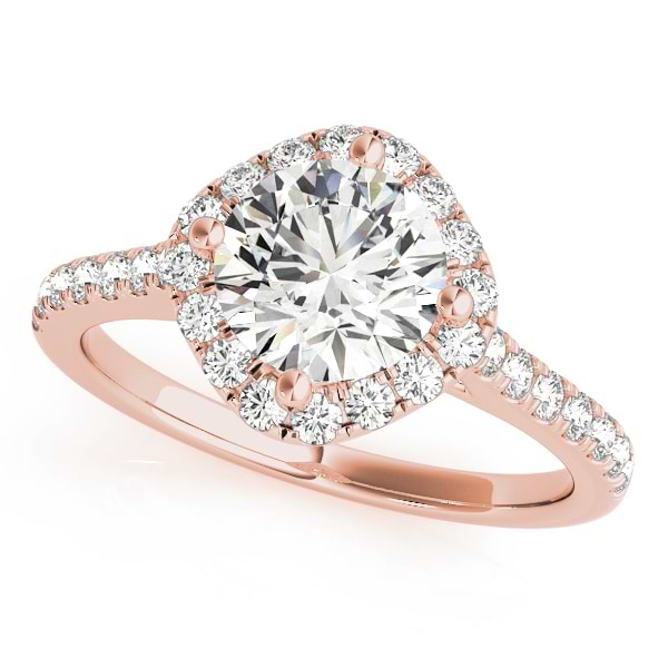 Diamond East West Halo Engagement Ring 14k Rose Gold (0.96ct)