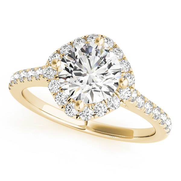 Diamond East West Halo Engagement Ring 18k Yellow Gold (0.96ct)