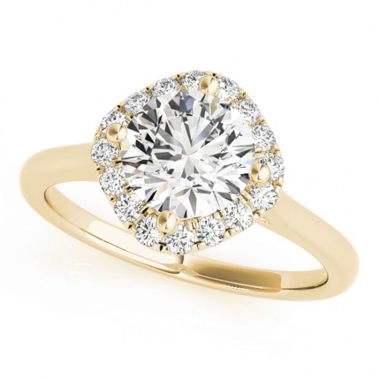 Diagonal Diamond Halo East West Engagement Ring 14k Yellow Gold 1.16ct