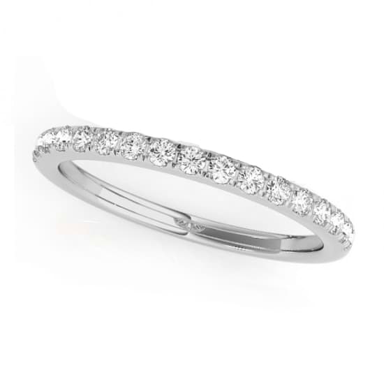 Diamond Prong Wedding Band Ring 18k White Gold (0.17ct)