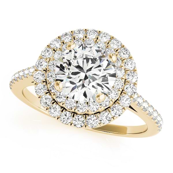 Double Halo Diamond Engagement Ring 14k Yellow Gold (1.50ct)