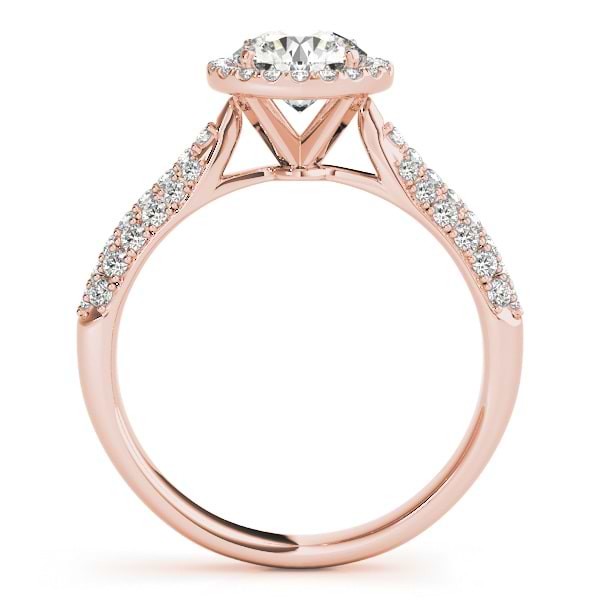 Diamond Halo Pave Sidestone Accented Engagement Ring 14k Rose Gold (0.33ct)