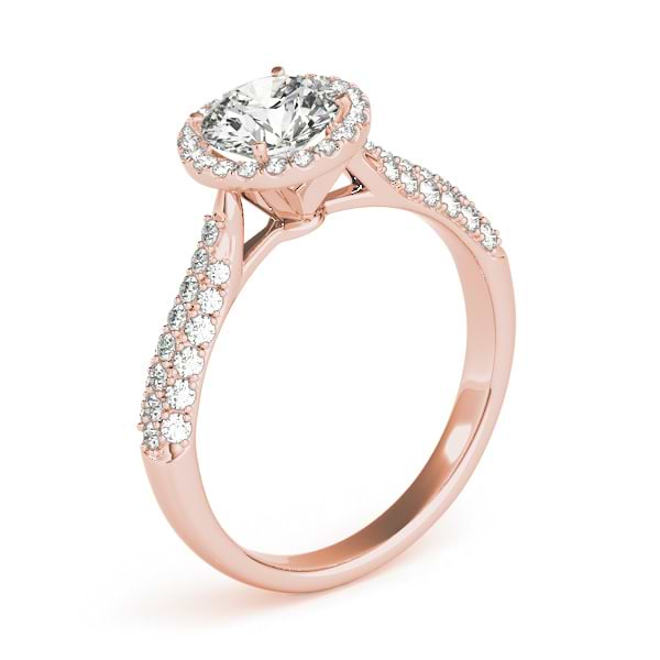 Diamond Halo Pave Sidestone Accented Engagement Ring 14k Rose Gold (0.33ct)