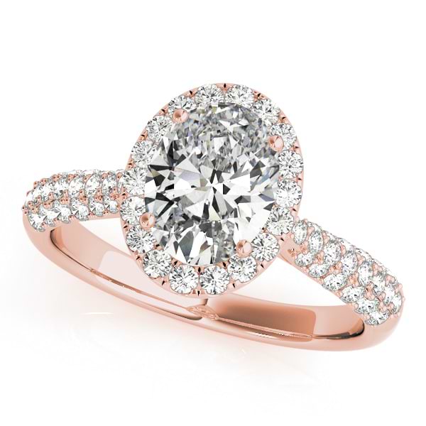 Oval-Cut Halo pave' Diamond Engagement Ring 18k Rose Gold (2.33ct)
