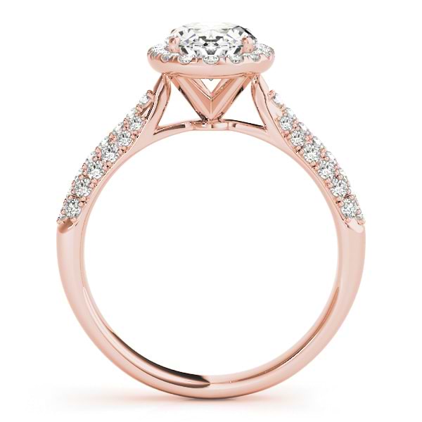 Oval-Cut Halo Pave Diamond Engagement Ring 18k Rose Gold (1.32ct)