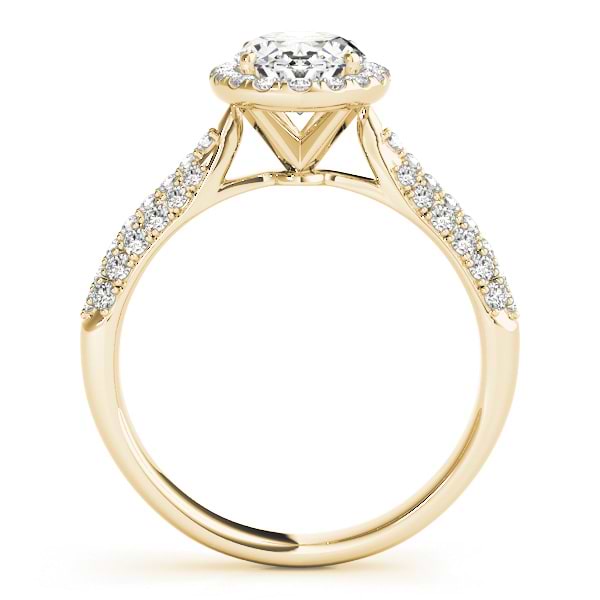 Oval-Cut Halo Pave Diamond Engagement Ring Setting 14k Yellow Gold (0.34ct)