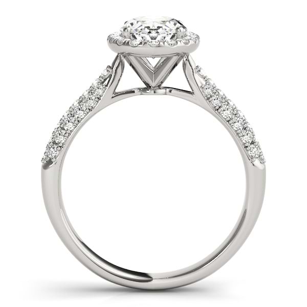 Oval-Cut Halo Pave Diamond Engagement Ring Setting Palladium (0.34ct)