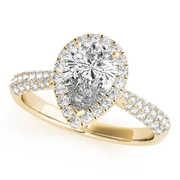 Pear-Cut Halo pave' Diamond Engagement Ring 18k Yellow Gold (2.38ct)