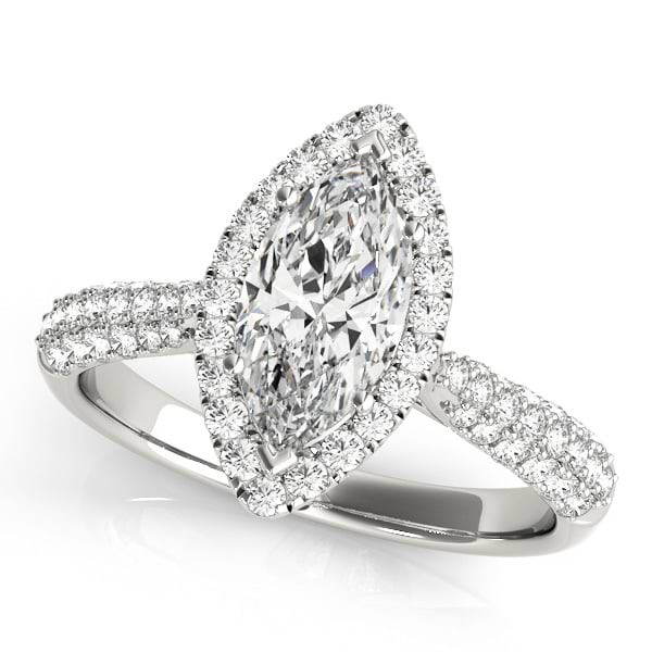 Diamond Marquise Halo Engagement Ring 14k White Gold (2.00ct)