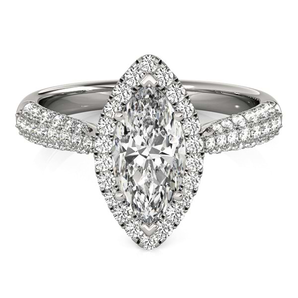 Diamond Marquise Halo Engagement Ring 14k White Gold (2.00ct)