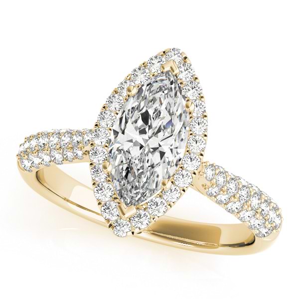 Diamond Marquise Halo Engagement Ring 14k Yellow Gold (2.00ct)