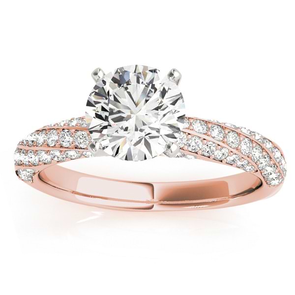 Diamond Twisted Pave Three-Row Engagement Ring 14k Rose Gold (0.52ct)