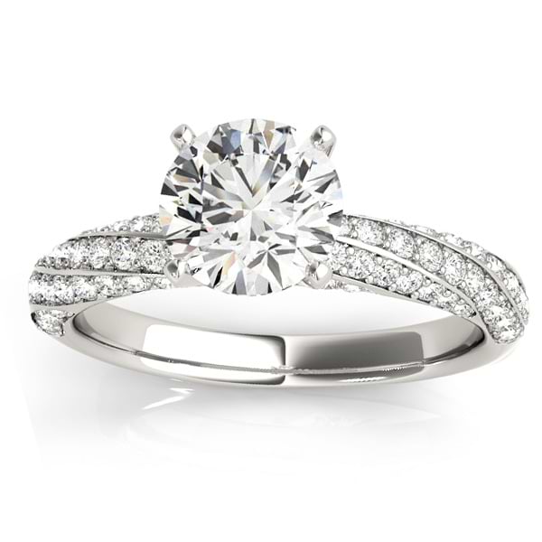 Diamond Twisted Pave Three-Row Engagement Ring 18k White Gold (0.52ct)