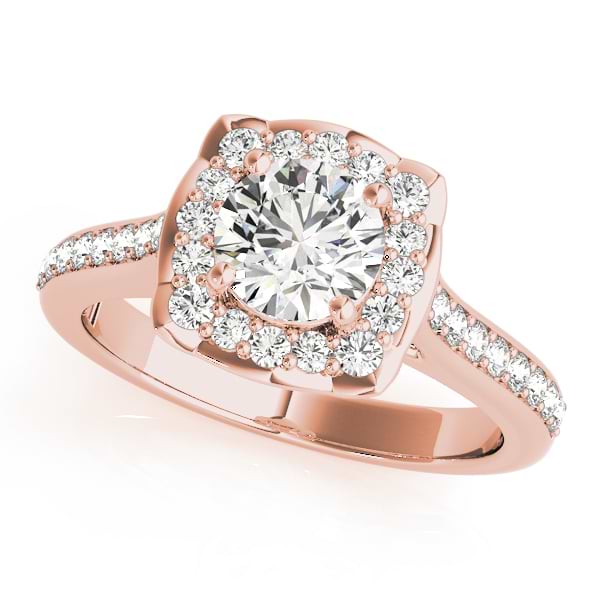 Diamond Halo Floral Engagement Ring 14k Rose Gold (1.32ct)