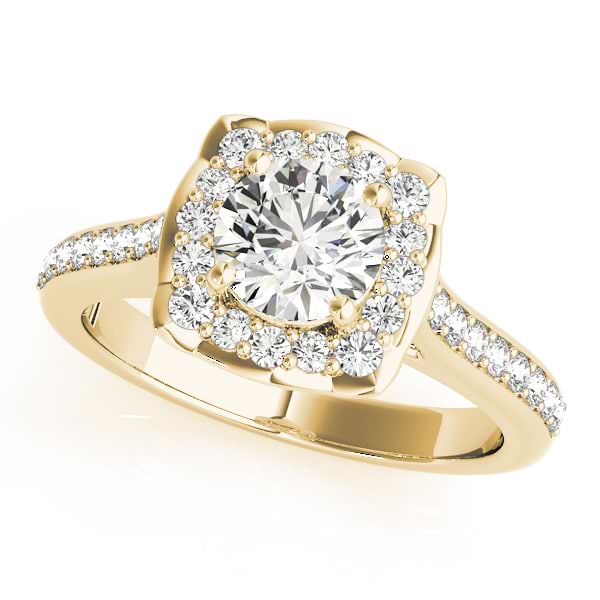 Diamond Halo Floral Engagement Ring 14k Yellow Gold (1.32ct)