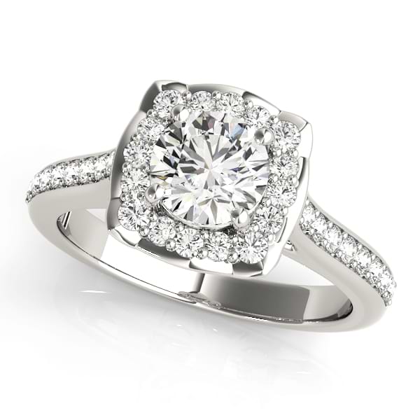 Diamond Halo Floral Engagement Ring Palladium (1.32ct)