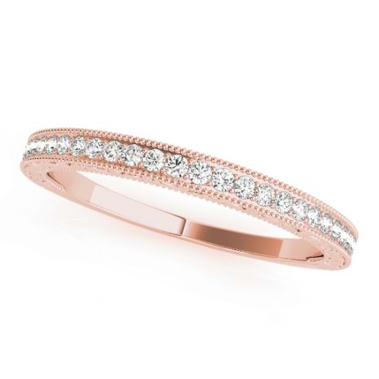 Diamond Prong Wedding Band Ring 14k Rose Gold (0.10ct)