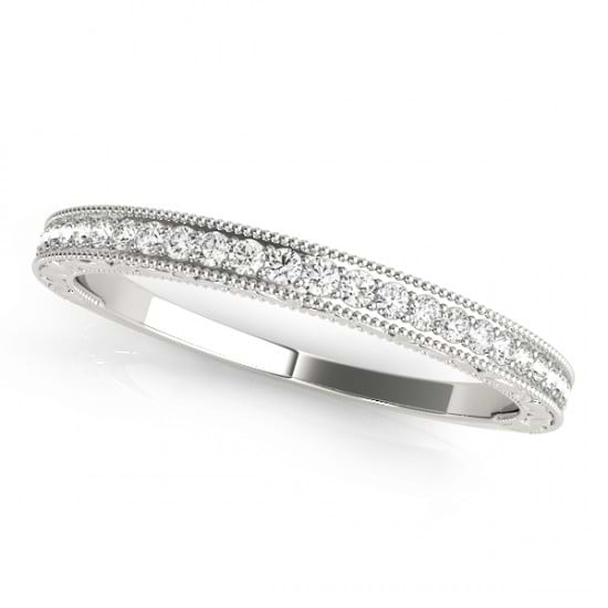 Diamond Prong Wedding Band Ring 14k White Gold (0.10ct)