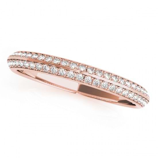 Diamond Multi-Row Wedding Band Ring 14k Rose Gold (0.38ct)
