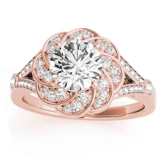 Diamond Floral Split Shank Engagement Ring Setting 18k Rose Gold (0.25ct)
