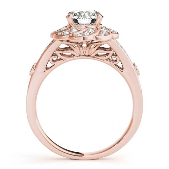 Diamond Floral Split Shank Engagement Ring Setting 18k Rose Gold (0.25ct)