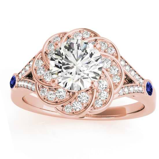 Diamond & Tanzanite Floral Engagement Ring Setting 18k Rose Gold (0.25ct)