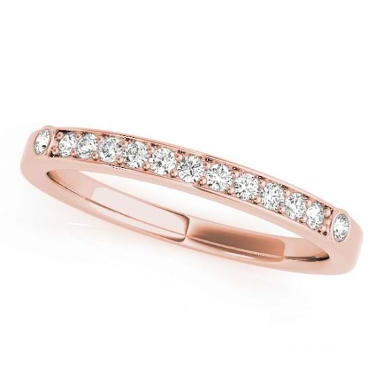 Diamond Prong & Bezel Set Wedding Band Ring 14k Rose Gold (0.10ct)