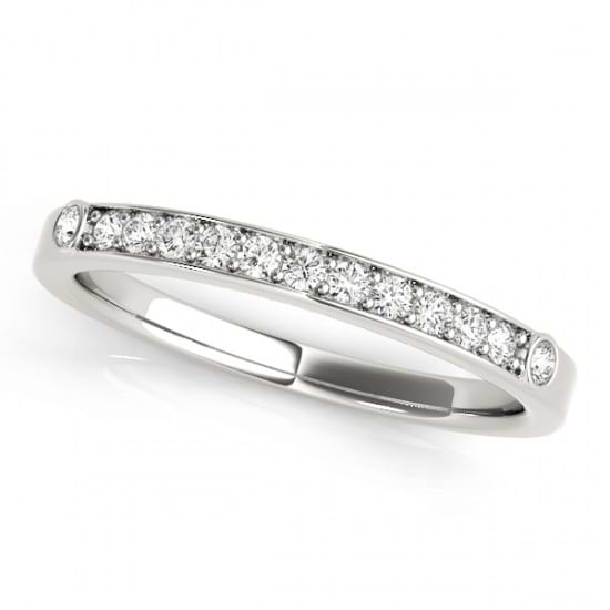 Diamond Prong & Bezel Set Wedding Band Ring 14k White Gold (0.10ct)