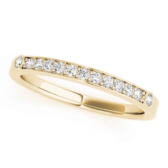 Diamond Prong & Bezel Set Wedding Band Ring 14k Yellow Gold (0.10ct)