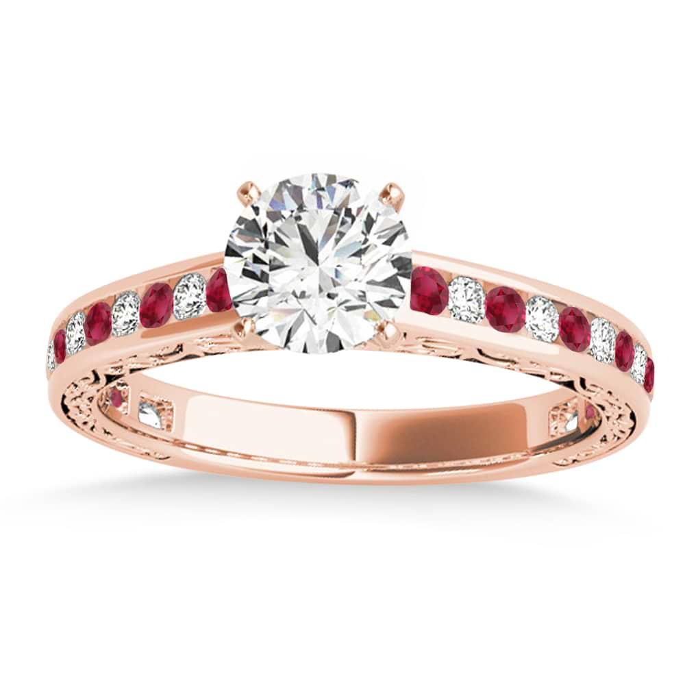 Ruby & Diamond Channel Set Engagement Ring 14k Rose Gold (0.42ct)