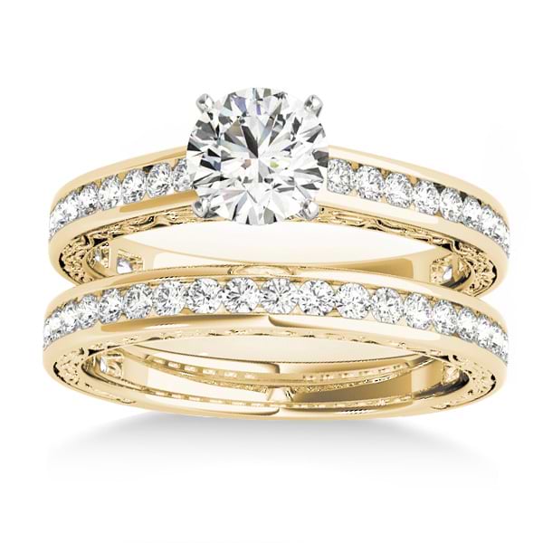 Diamond Twisted Bridal Set 14k Yellow Gold (0.87ct) - NG4274