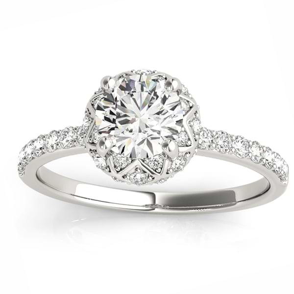 Diamond Accented Halo Engagement Ring Setting Platinum (0.24ct)