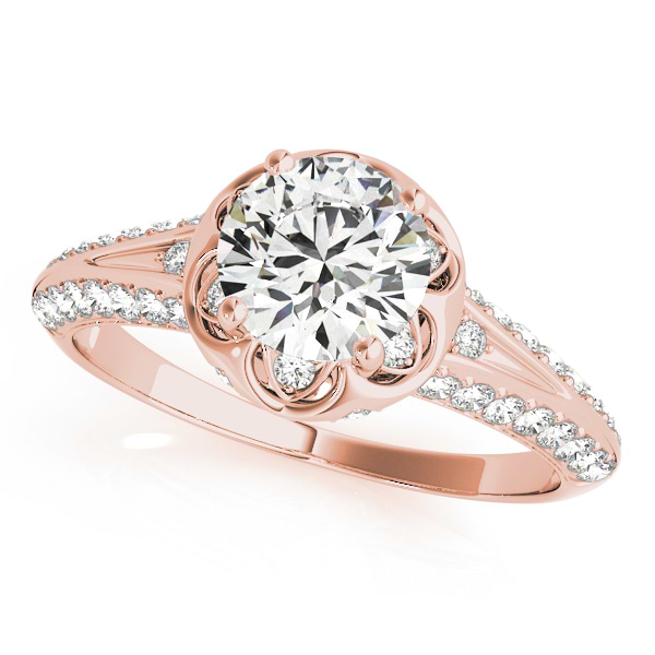 Diamond Floral Style Halo Engagement Ring 14k Rose Gold (0.75ct)