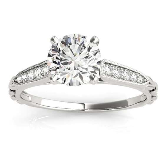 Diamond Accented Engagement Ring Setting 14K White Gold (0.16ct)