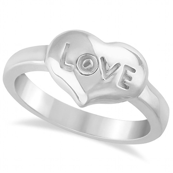 Designer Heart Shaped "Love" Ring in Sterling Silver