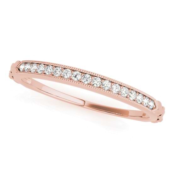 Diamond Accented Textured Wedding Band 14k Rose Gold (0.05ct)