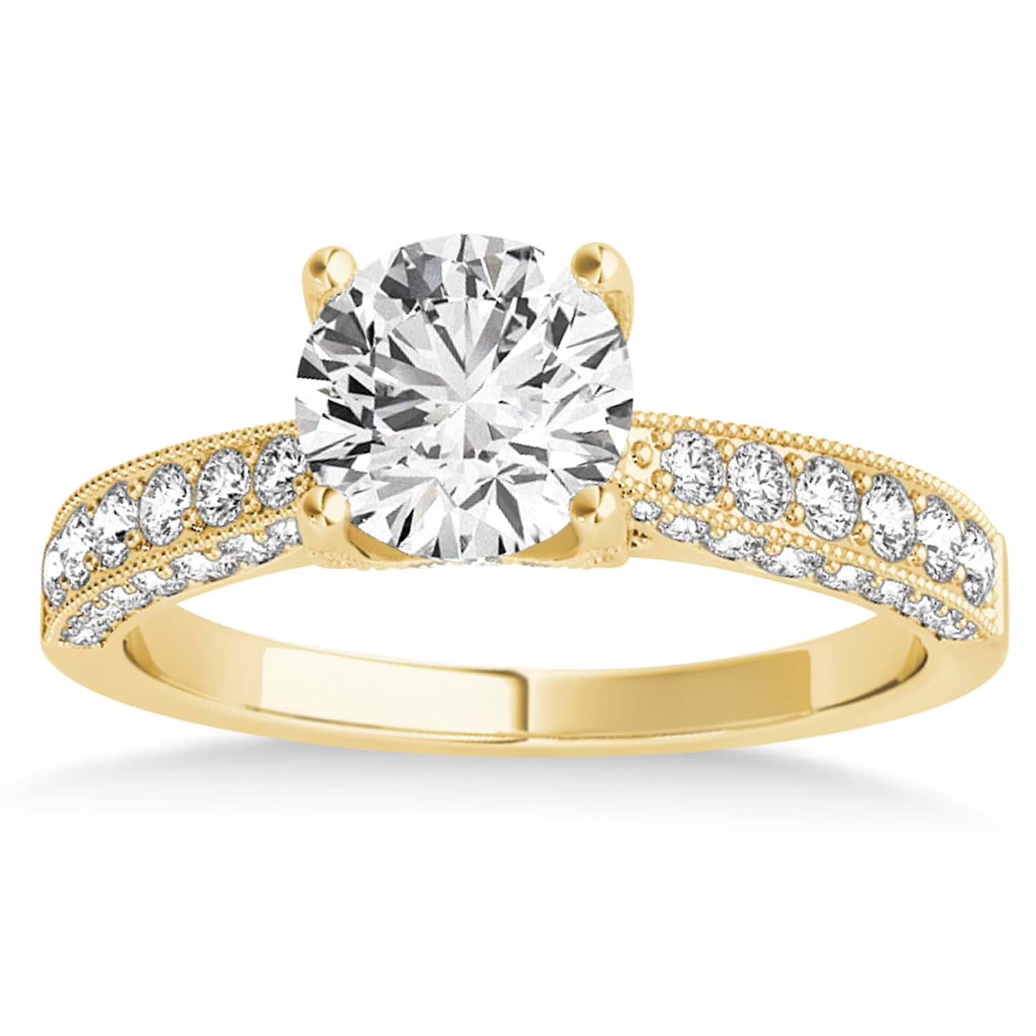 Diamond Engravable Engagement Ring in 14k Yellow Gold (0.45ct)