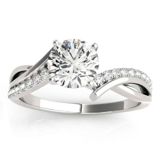 Diamond Twist Bypass Engagement Ring Setting 14k White Gold (0.09ct)