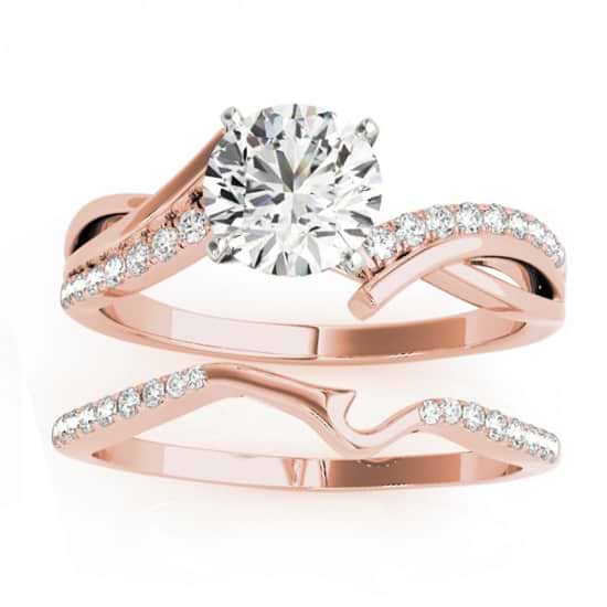 Diamond Twist Bypass Bridal Set Setting 14k Rose Gold (0.17ct)