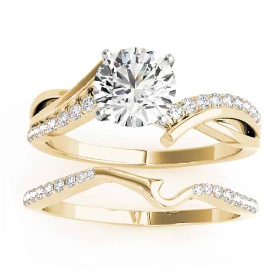 Diamond Twist Bypass Bridal Set Setting 14k Yellow Gold (0.17ct)