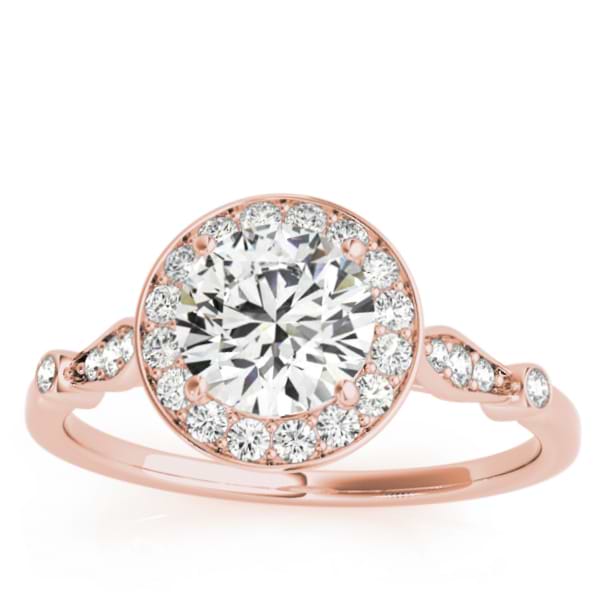 Halo Diamond Accent Engagement Ring Setting 18k Rose Gold (0.17ct)