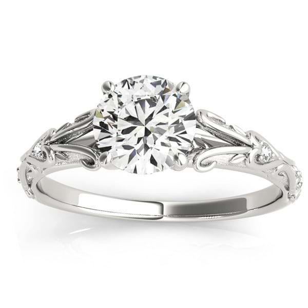 Diamond Antique Style Engagement Ring 14k White Gold (0.03ct)