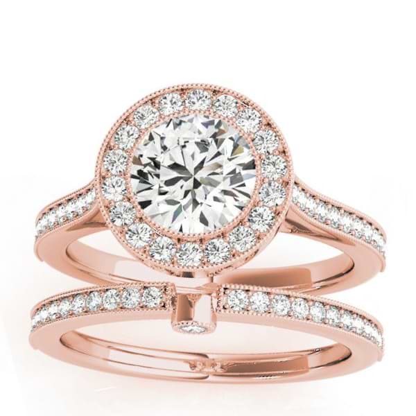 Diamond Accented Bridal Set Setting 14k Rose Gold (0.47ct)
